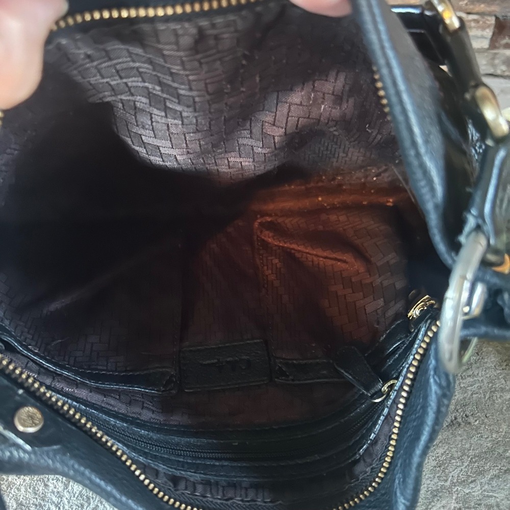 Cole Haan Black Leather Boho Shoulder Bag Purse - Picture 5 of 6